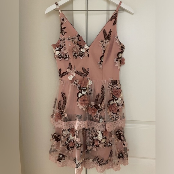 Dress The Population Women's Nellie Floral Embroidered Fit & Flare Dress Mauve - Picture 2 of 16